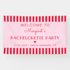 Retro Stripes Rood & Roze Bachelorette Party Spandoek