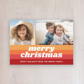 Retro Stripes Rood Sinaasappel - Merry Photo - jar Feestdagenkaart