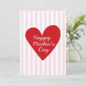 Retro Stripes Roze & Rode Hart Moederdag Kaart (Staand voorkant)