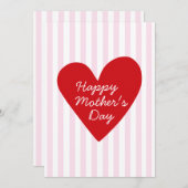 Retro Stripes Roze & Rode Hart Moederdag Kaart (Voorkant / Achterkant)