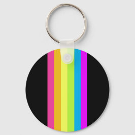 Retro Stripes Sleutelhanger (Zwart & Neon Multi)