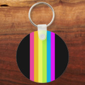 Retro Stripes Sleutelhanger (Zwart & Neon Multi) (Voorkant)