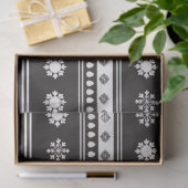 Retro Stripes Sneeuwvlokken Zwart-wit Kerstmis Tissuepapier (Geschenk)