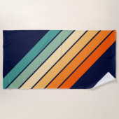 Retro Stripes Stijlvolle Lijnen Gestreept 70s 80s  Strandlaken (Voorkant)