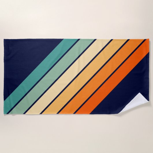 Retro Stripes Stijlvolle Lijnen Gestreept 70s 80s  Strandlaken (Voorkant)