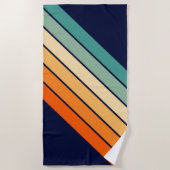 Retro Stripes Stijlvolle Lijnen Gestreept 70s 80s  Strandlaken (Voorkant)