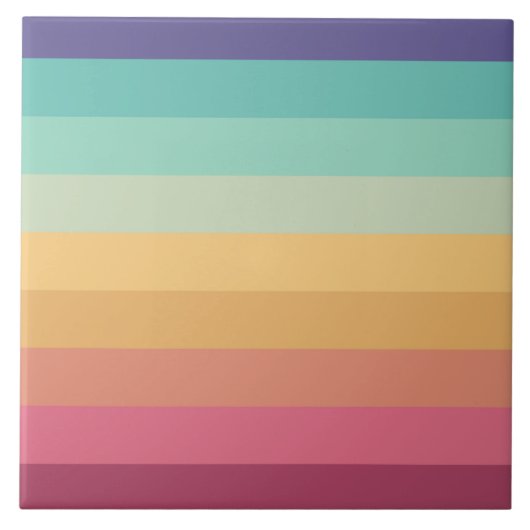 Retro Stripes Stijlvolle Lijnen Gestreept 70s 80s Tegeltje (Voorkant)