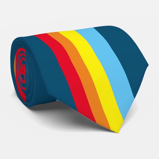 Retro Stripes Stropdas (Navy Blue Multi) (Opgerold)