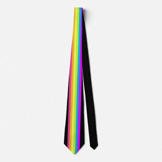 Retro Stripes Stropdas (Zwart & Neon Multi) (Voorkant)