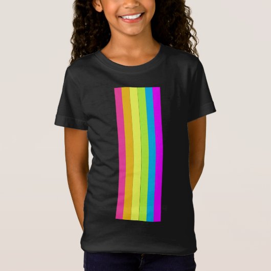Retro Stripes T-shirt voor kinderen (zwart en neon (Voorkant)