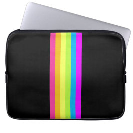 Retro Stripes Tablet Hoesje (Black & Neon Multi) Laptop Sleeve