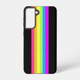 Retro Stripes Telefoonhoes (Black & Neon Multi) Samsung Galaxy Hoesje
