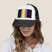 Retro Stripes Trucker Hat (Zwart & Neon Multi) Trucker Pet (In situ)
