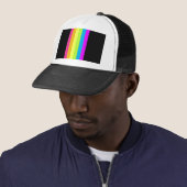 Retro Stripes Trucker Hat (Zwart & Neon Multi) Trucker Pet (In situ)