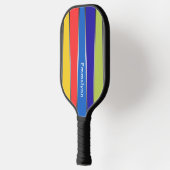 Retro Stripes vijf kleuren kleurrijk Pickleball Paddle (Links)