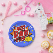 Retro stripheld superheld Beste papa ooit Papieren Bordje (Feest)