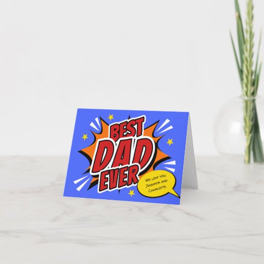 Retro stripheld superhero Beste papa ooit Bedankkaart (Voorkant)