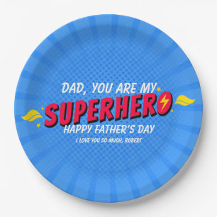 Retro striphelden Vaderdag-feestje Papieren Bordje