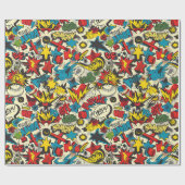 Retro  strippatroon cadeaupapier (Vlak)