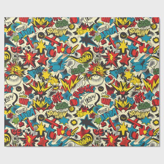 Retro  strippatroon cadeaupapier (Vlak)