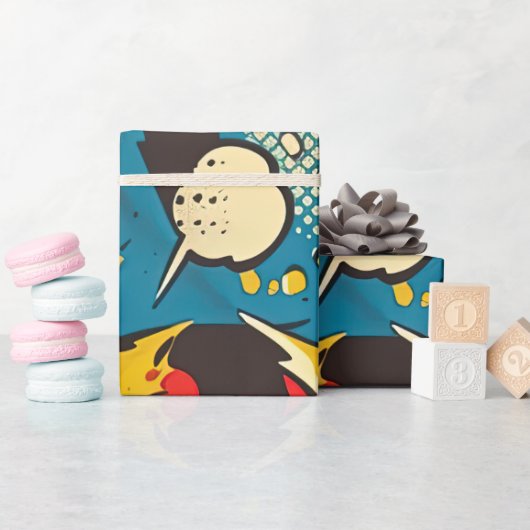 Retro  strippatroon cadeaupapier (Baby Shower)