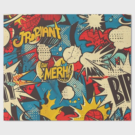 Retro  strippatroon cadeaupapier (Vlak)