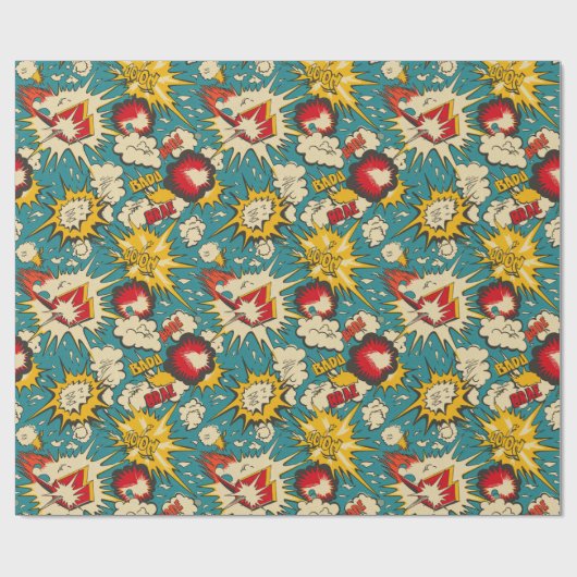 Retro  strippatroon cadeaupapier (Vlak)