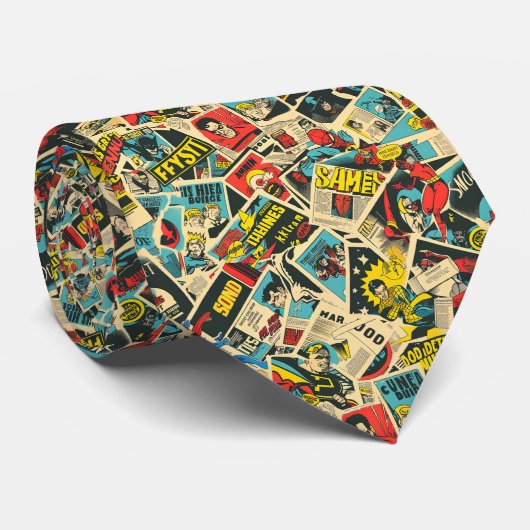 Retro  strippatroon stropdas (Opgerold)