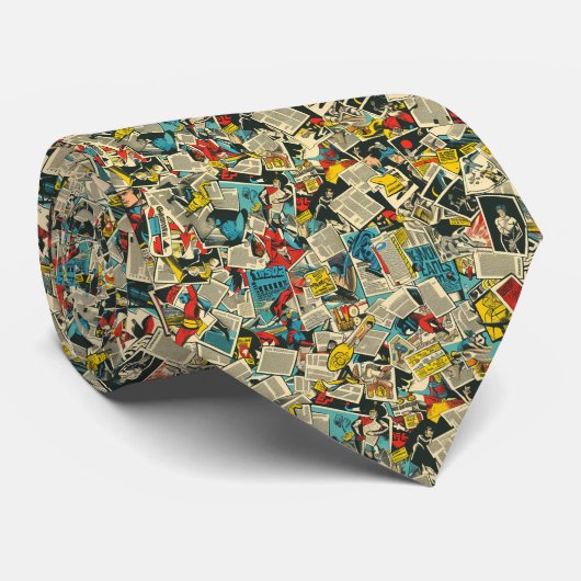 Retro strippatroon stropdas (Opgerold)