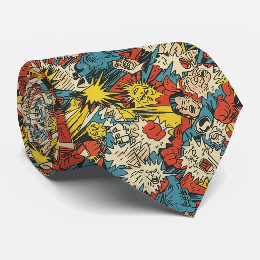 Retro  strippatroon stropdas (Opgerold)