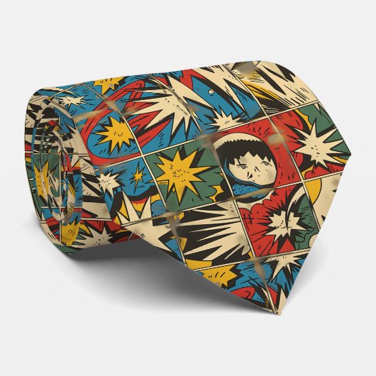 Retro  strippatroon stropdas (Opgerold)