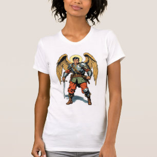 Retro stripstijl St Michael dames t-shirt