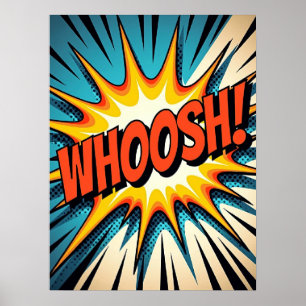 Retro stripstijl "WHOOSH!" Pop Art Explosion Poster