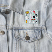 Retro stripverhaal explosie Pop Art Vierkante Button 5,1 Cm (In situ)