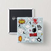 Retro stripverhaal explosie Pop Art Vierkante Button 5,1 Cm (Voorkant /achterkant)