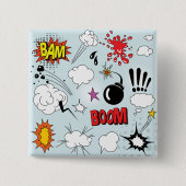 Retro stripverhaal explosie Pop Art Vierkante Button 5,1 Cm (Voorkant)
