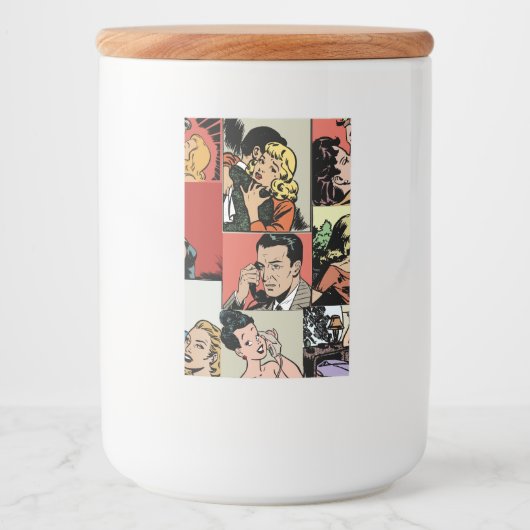  retro-stripverhaal voedselcontainer etiket (Voorkant)