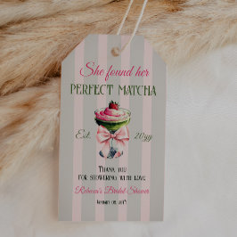 Retro Stro Strawb Perfect Matcha Roze Strik Bruids Cadeaulabel