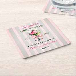 Retro Stro Strawb Perfect Matcha Roze Strik Bruids Kartonnen Onderzetters
