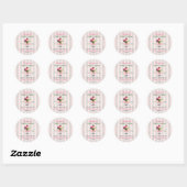 Retro Stro Strawb Perfect Matcha Roze Strik Bruids Ronde Sticker (Vel)