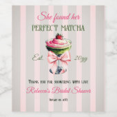 Retro Stro Strawb Perfect Matcha Roze Strik Bruids Wijn Etiket (Enkel label)