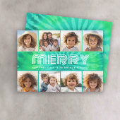 Retro Stropdas-Dye Blauwgroen - 8 Foto - Vrolijk k Feestdagenkaart