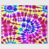 Retro Stropdas-Dye Look in roze, blauw, geel Cadeaupapier (Vlak)