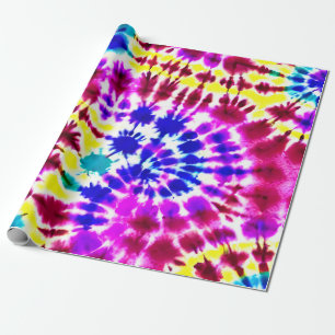 Retro Stropdas-Dye Look in roze, blauw, geel Cadeaupapier