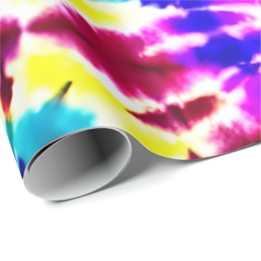 Retro Stropdas-Dye Look in roze, blauw, geel Cadeaupapier (Rol Hoek)