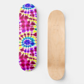 Retro Stropdas-Dye Look in roze, blauw, geel Persoonlijk Skateboard (Voorkant)