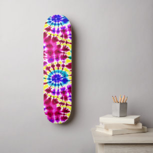 Retro Stropdas-Dye Look in roze, blauw, geel Persoonlijk Skateboard