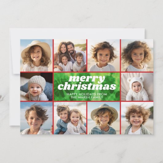 Retro Stropdas-Dye Rood Groen - Fotorand - Kerstmi Feestdagenkaart (Voorkant)