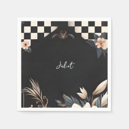 Retro Studio Creatieve Geïllustreerde Bruidsdouche Servet