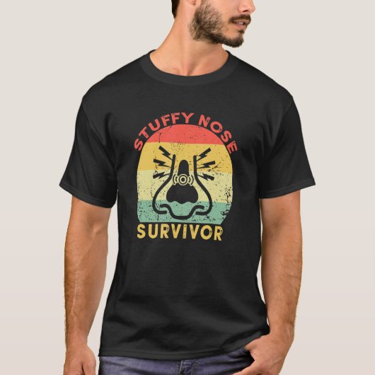 Retro Stuffy Nose Survivor Cold Flu Sayin T-shirt (Voorkant)